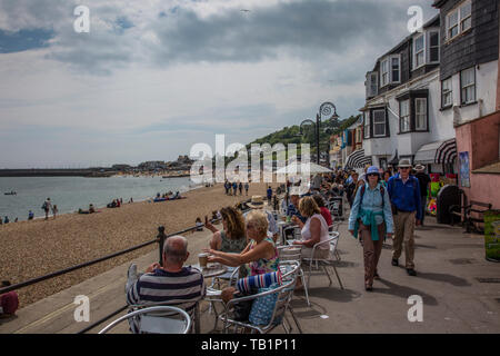 Lyme Regis, cittadina balneare sulla costa Jurassic impostato tra le contee di West Dorset e East Devon, Inghilterra, Regno Unito Foto Stock