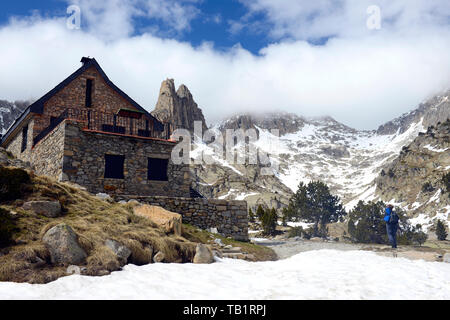 Rifugio Amitges in Sant Maurici National Park, Pirenei, Catalunya (Catalogna), Spagna Foto Stock