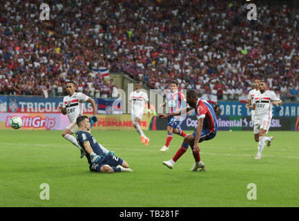 Salvador, Brasile. 29 Maggio, 2019. Obiettivo del giocatore Ernando do Bahia, durante una partita tra Bahia e São Paulo, un gioco valido per la partita di ritorno del 2019 Brasile Cup, questo Mercoledì (29), presso la Fonte Nova Arena in Salvador, Bahia, Brasile. Credito: Tiago Caldas/FotoArena/Alamy Live News Foto Stock