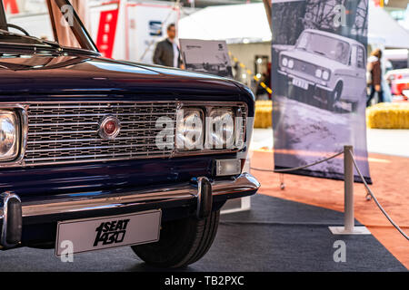 Sede 1430 Abarth a montjuic spirito circuito di Barcellona auto show. Foto Stock