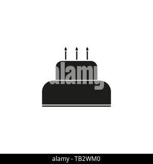 Torta di compleanno icona illustrazione vettoriale. Buon compleanno. Torta per la festa di compleanno con tre candele. eps 10. Illustrazione Vettoriale