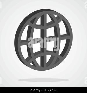 3D icona a forma di globo isolato. Illustrazione Vettoriale. Simbolo di massa. Icona del pianeta. Simbolo mondiale isolato Illustrazione Vettoriale