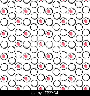 Seamless polka dot pattern. Bianco e nero polka dot ornamento. Illustrazione di inchiostro. Disegnata a mano ornamento per la carta di avvolgimento. Disegno geometrico per wrappi Foto Stock