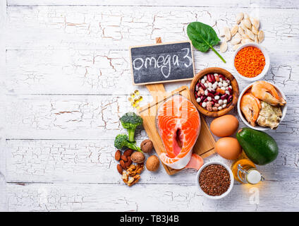 Prodotti fonti di Omega-3. Grassi sani Foto Stock