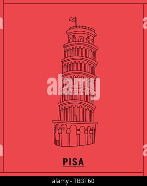 Torre di Pisa pendente mano.bozzetto Illustrazione Vettoriale