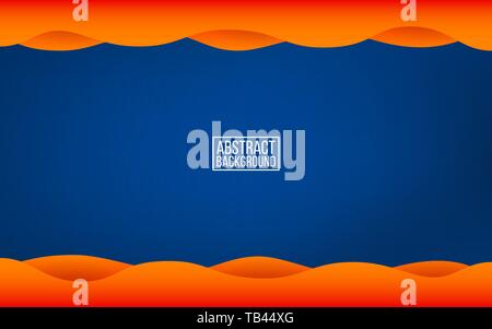 Blu scuro dello sfondo dello strato. Onde di colore arancione con le ombre. Colori alla moda che fa da sfondo a web o poster. Moderno sfondo astratto. Illustrazione Vettoriale. Illustrazione Vettoriale