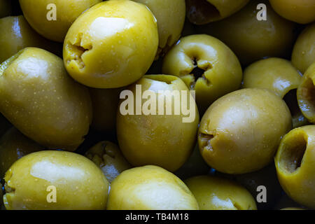 Foto macro di sottaceto oviles verde, cllose up food immagine Foto Stock
