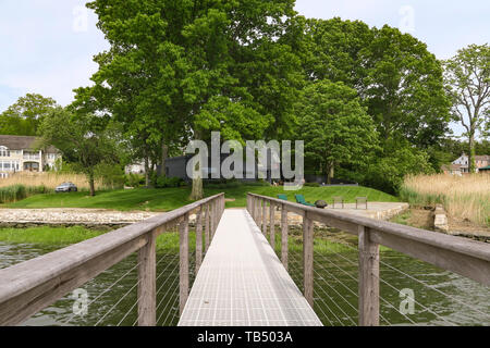 Posto barca privato, Long Island Sound, Connecticut, Stati Uniti d'America Foto Stock