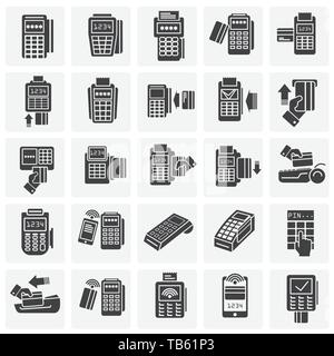 Terminale POS di set di icone su sfondo per progettazione grafica e web. Illustrazione semplice. Concetto di Internet il simbolo per il sito web o il pulsante mobile app. Illustrazione Vettoriale