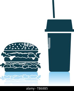 Il Fast Food Icona. Ombra di Design di riflessione. Illustrazione Vettoriale. Illustrazione Vettoriale