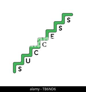 Icona vettore concetto di successo verde scale. Contorni neri e colorati. Illustrazione Vettoriale