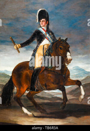 Francisco Goya, re Fernando VII di Spagna (1784-1833) a cavallo, ritratto equestre dipinto, 1808 Foto Stock