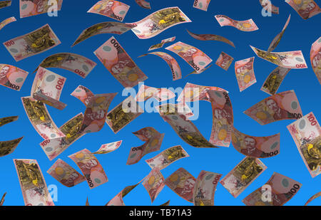 Flying Dollaro Neozelandese (isolato con percorso di clipping) Foto Stock