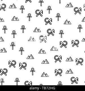 Simboli egiziani e vettore di pattern senza cuciture Sight Illustrazione Vettoriale