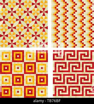 Illustrazione Vettoriale. Seamless piastrelle in ceramica. Colori caldi di pezzi a motivi geometrici. Illustrazione Vettoriale