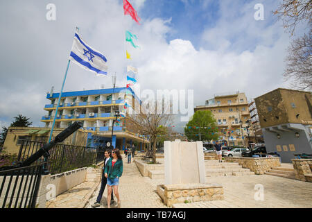 La SAFED, Israele - 16 Aprile 2019: Vista di Safed, una città nel distretto settentrionale di Israele. Situato ad un altitudine di 900 metri, Safed è la più alta Foto Stock