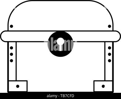 Videogioco cassa di legno cartoon isolato in bianco e nero Illustrazione Vettoriale