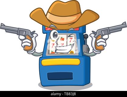 Cowboy slot machine nella forma mascotte Illustrazione Vettoriale