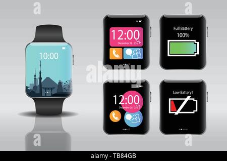 Smart intelligenza elettronica watch.illustrazione vettoriale Illustrazione Vettoriale