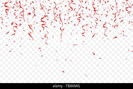 Red coriandoli. Celebrazione nastri di carnevale. Il Lusso della scheda Messaggi di saluto. Illustrazione Vettoriale. Illustrazione Vettoriale