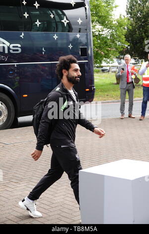 Liverpool Regno Unito, 31 maggio 2019. Liverpool giocatori arrivano a John Lennon Airport per volare a Madrid per la finale di Champions League contro il Tottenham sabato 1 giugno. Credit:Ken Biggs/Alamy Live News. Foto Stock