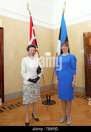 Tallinn, Estonia. Il 30 maggio 2019. Il presidente estone Kersti KALJULAID (R) si riunisce con la principessa Anne, la Principessa Anna di Bretagna, a Tallinn in Estonia, 30 maggio 2019. Il presidente estone Kersti KALJULAID giovedì si è incontrato con la principessa Anne, la Principessa Anna di Bretagna, per discutere le questioni di sicurezza, tecnologia, digitalizzazione, e gli aiuti allo sviluppo tra gli altri. Credito: Presidente estone/Ufficio Birgit Puve/Xinhua/Alamy Live News Foto Stock