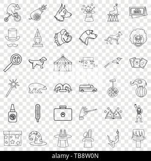 Lo Zoo di set di icone di stile di contorno Illustrazione Vettoriale