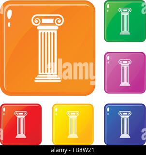 Colonna Romana set di icone a colori del vettore Illustrazione Vettoriale
