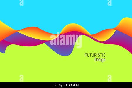 Background moderno con effetto dinamico. Design luminoso con colori alla moda. Concetto colorati per il sito web, poster, presentazione. Giallo e viola onde. Illustrazione Vettoriale