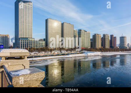 Ponte di Jilin e vista fiume Foto Stock