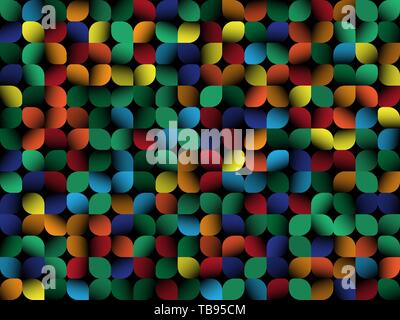 Astratta geometrica dello sfondo. Gli elementi di colore su Nero. Illustrazione Vettoriale