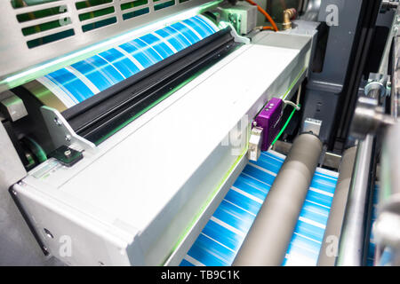 Etichetta industriale attrezzature di stampa Closeup dettaglio Foto Stock