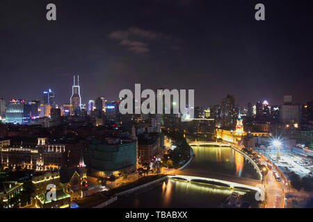 La stupenda vista notturna di Shanghai Foto Stock