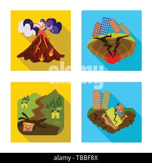 Oggetto isolato di crollo e segno dell'ambiente. Raccolta di crollo e angoscia stock illustrazione vettoriale. Illustrazione Vettoriale