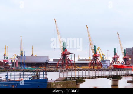 Commerciale porto di mare, Kaliningrad porto sul mar Baltico, Kaliningrad, Russia, 5 gennaio 2019 Foto Stock