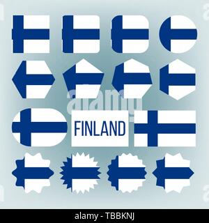 Bandiera della Finlandia collezione figura set di icone vettore Illustrazione Vettoriale