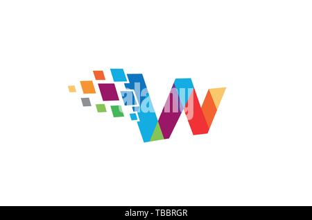 Creative lettera W Pixel Logo Design simbolo illustrazione vettoriale Illustrazione Vettoriale