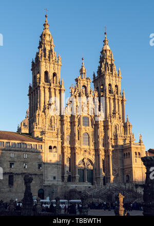 Cattedrale di Santiago di Compostela. Facciata barocca di architettura. Galizia Spagna Foto Stock