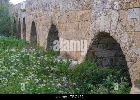 Rovine del ponte romano di Porto Torres in provincia di Sassari , Sardegna, Italia. Foto Stock