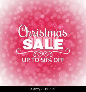 Vendita di Natale sfondo. Poster pubblicitario per il negozio. Sconti fino al 50%. Inverno vendita banner. Illustrazione Vettoriale. Illustrazione Vettoriale