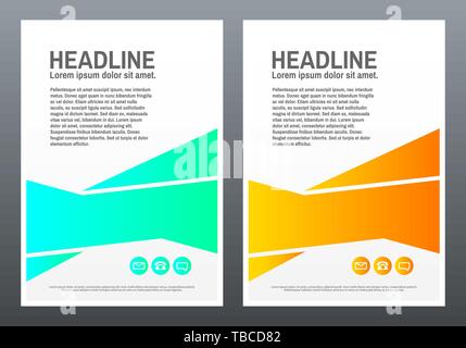 Brochure del modello di progettazione. Forme luminose su sfondo bianco. Il design creativo per flyer, banner, poster in formato a4. Alla moda di illustrazione vettoriale. Illustrazione Vettoriale