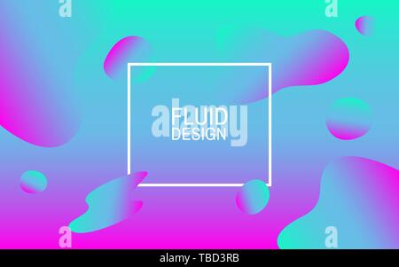 Il fluido bolle. Colorato sfondo astratto. Forme geometriche. Design luminoso per il web, poster flyer. Illustrazione Vettoriale. Illustrazione Vettoriale