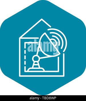Satellite TV di casa, l'icona di stile di contorno Illustrazione Vettoriale