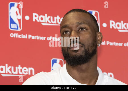 Tokyo, Giappone. 31 Maggio, 2019. American giocatore di basket Kemba Walker partecipa a un evento mediatico dopo aver partecipato alle finali NBA 2019 la visualizzazione delle parti in Shibuya ospitato da Rakuten TV. Credito: Rodrigo Reyes Marin/ZUMA filo/Alamy Live News Foto Stock