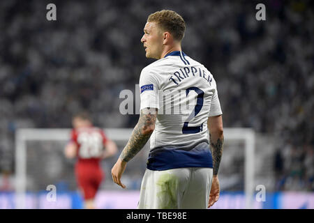 Madrid, Spagna. Dal 01 Giugno, 2019. Kieran Trippier del Tottenham Hotspur durante il 2019 la finale di UEFA Champions League match tra Tottenham Hotspur e Liverpool a Wanda Metropolitano Stadium, Madrid, Spagna il 1 giugno 2019. Foto di Giuseppe mafia. Credit: UK Sports Pics Ltd/Alamy Live News Foto Stock