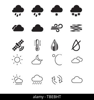 Icone meteo con sfondo bianco vettore Illustrazione Vettoriale