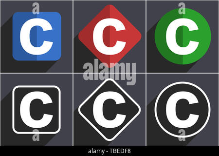 Copyright set di design piatto web icone in 6 opzioni Foto Stock