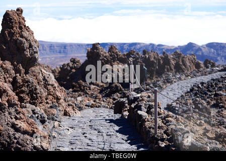 Il percorso sul Monte Teide a Tenerife, Spagna Foto Stock