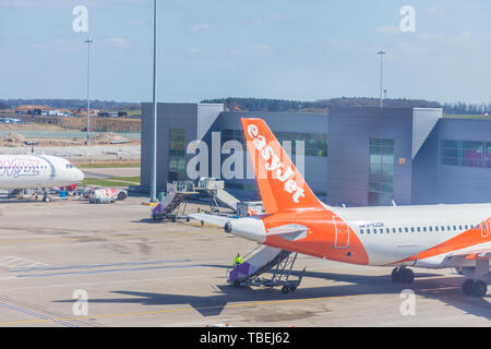 Una vista in Luto aeroporto del Regno Unito Foto Stock