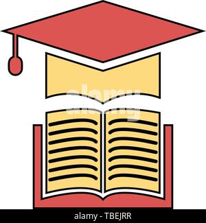 Prenota con graduazione del vettore della PAC - Icona di istruzione, università accademico hat illustrazione Illustrazione Vettoriale